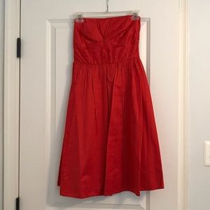 Red strapless cocktail dress